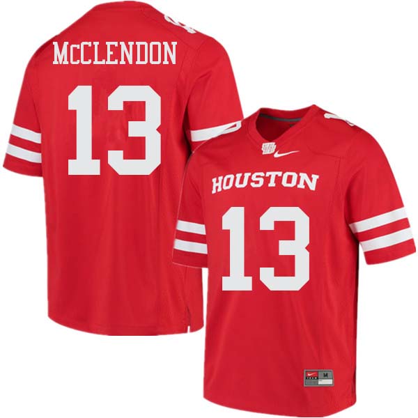 Men #13 Mason McClendon Houston Cougars College Football Jerseys Sale-Red - Click Image to Close
